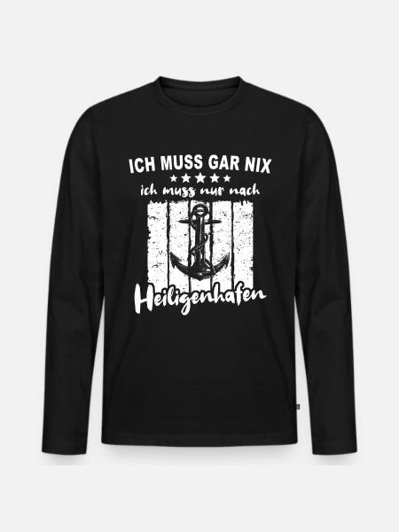 Heiligenhafen - Männer Premium Bio Langarmshirt - Schwarz