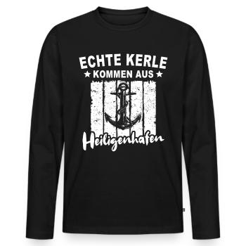 Heiligenhafen - Männer Premium Bio Langarmshirt - Schwarz - Vorne - Nico (187cm)