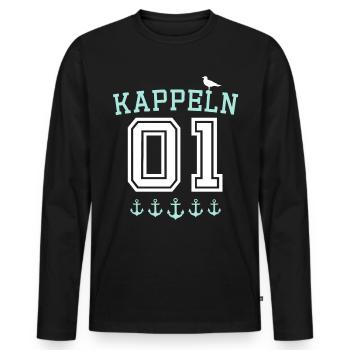 Kappeln Kappelner - Männer Premium Bio Langarmshirt - Schwarz - Vorne - Nico (187cm)