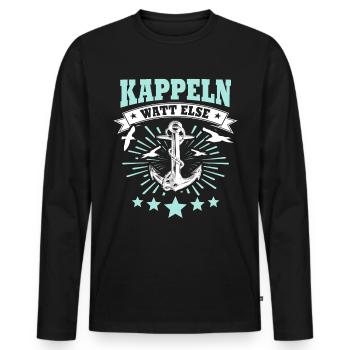 Kappeln Kappelner - Männer Premium Bio Langarmshirt - Schwarz - Vorne - Nico (187cm)