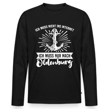Oldenburg - Männer Premium Bio Langarmshirt - Schwarz - Vorne - Nico (187cm)