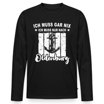 Oldenburg Spruch - Männer Premium Bio Langarmshirt - Schwarz - Vorne - Nico (187cm)