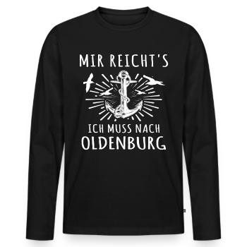 Oldenburg Oldenburger - Männer Premium Bio Langarmshirt - Schwarz - Vorne - Nico (187cm)