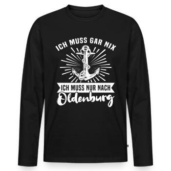 Oldenburg Sprüche - Männer Premium Bio Langarmshirt - Schwarz - Vorne - Nico (187cm)