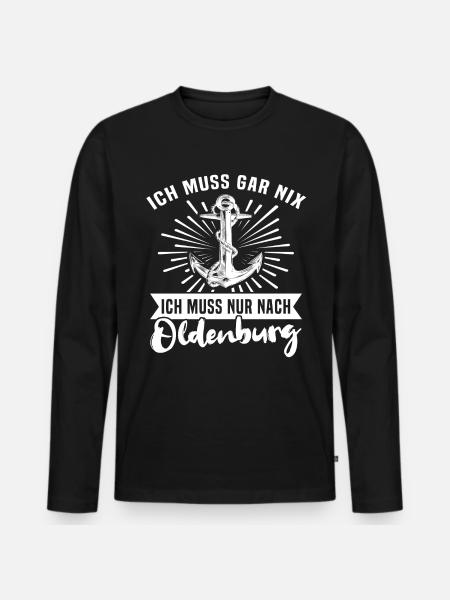 Oldenburg Sprüche - Männer Premium Bio Langarmshirt - Schwarz