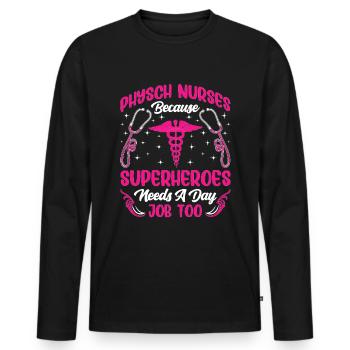 Drôle Psychiatrique - T-shirt manches longues Premium bio Homme - noir - Devant - Nico (187cm)