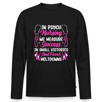 Drôle Psychiatrique - T-shirt manches longues Premium bio Homme - noir - Devant - Nico (187cm)