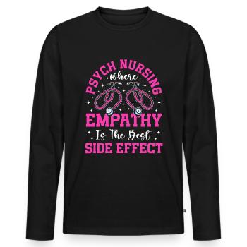 Drôle Psychiatrique - T-shirt manches longues Premium bio Homme - noir - Devant - Nico (187cm)