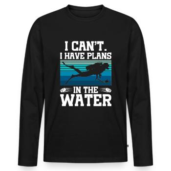 "I can't make plans in the water" Underwater Hockey - Men's Premium Organic Long Sleeve Shirt - black - Front - Nico (187cm)