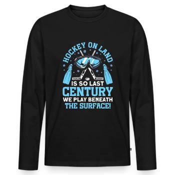 Wir Spielen Unter Dem Oberflächenunterwasserhockey - Männer Premium Bio Langarmshirt - Schwarz - Vorne - Nico (187cm)
