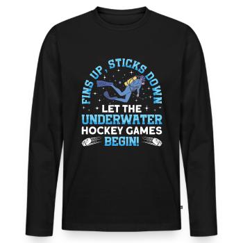 Palmes Sur Bâtons Vers Le Hockey Subaquatique - T-shirt manches longues Premium bio Homme - noir - Devant - Nico (187cm)