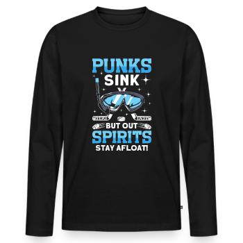 Punks Sinken, Aber Spirituosen Bleiben Unter - Männer Premium Bio Langarmshirt - Schwarz - Vorne - Nico (187cm)