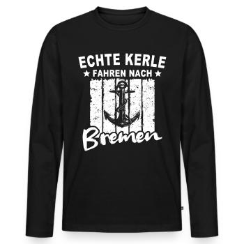 Bremen Bremer - Männer Premium Bio Langarmshirt - Schwarz - Vorne - Nico (187cm)