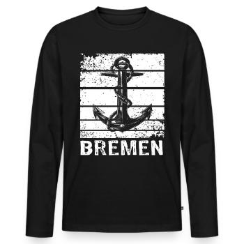 Bremen Bremer - Männer Premium Bio Langarmshirt - Schwarz - Vorne - Nico (187cm)