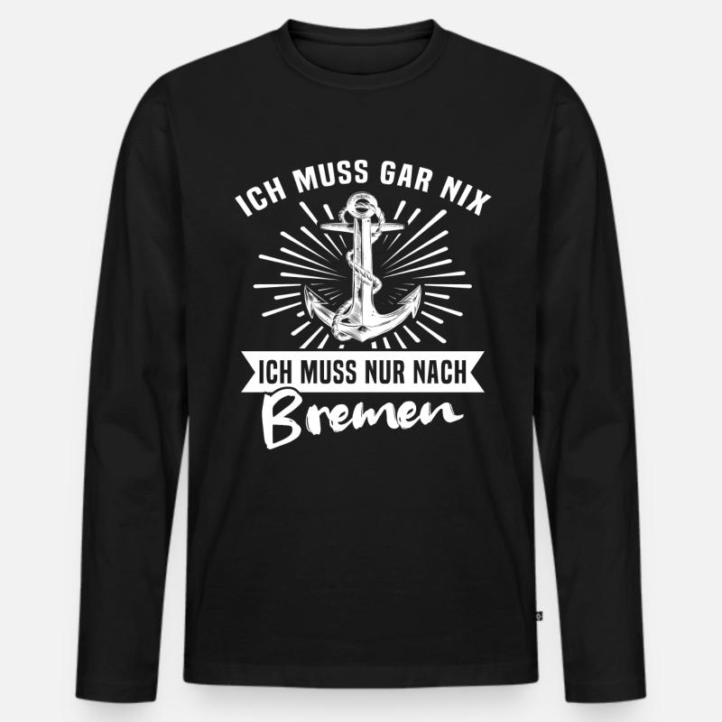 Bremen Bremer - Männer Premium Bio Langarmshirt - Schwarz