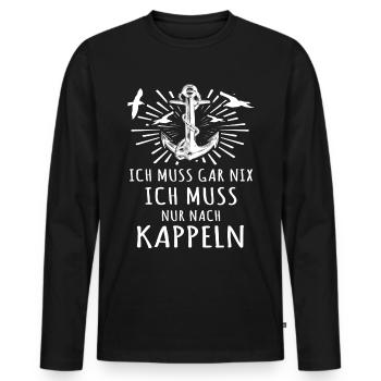 Kappeln Kappelner - Männer Premium Bio Langarmshirt - Schwarz - Vorne - Nico (187cm)