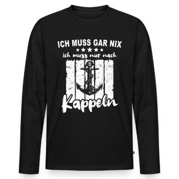 Kappeln Kappelner - Männer Premium Bio Langarmshirt - Schwarz - Vorne - Nico (187cm)