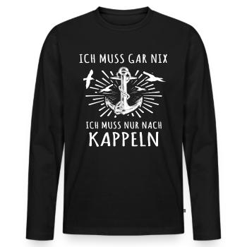 Kappeln - Männer Premium Bio Langarmshirt - Schwarz - Vorne - Nico (187cm)