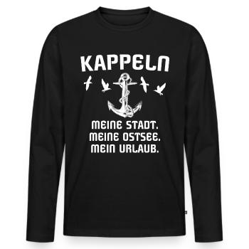 Kappeln - Männer Premium Bio Langarmshirt - Schwarz - Vorne - Nico (187cm)