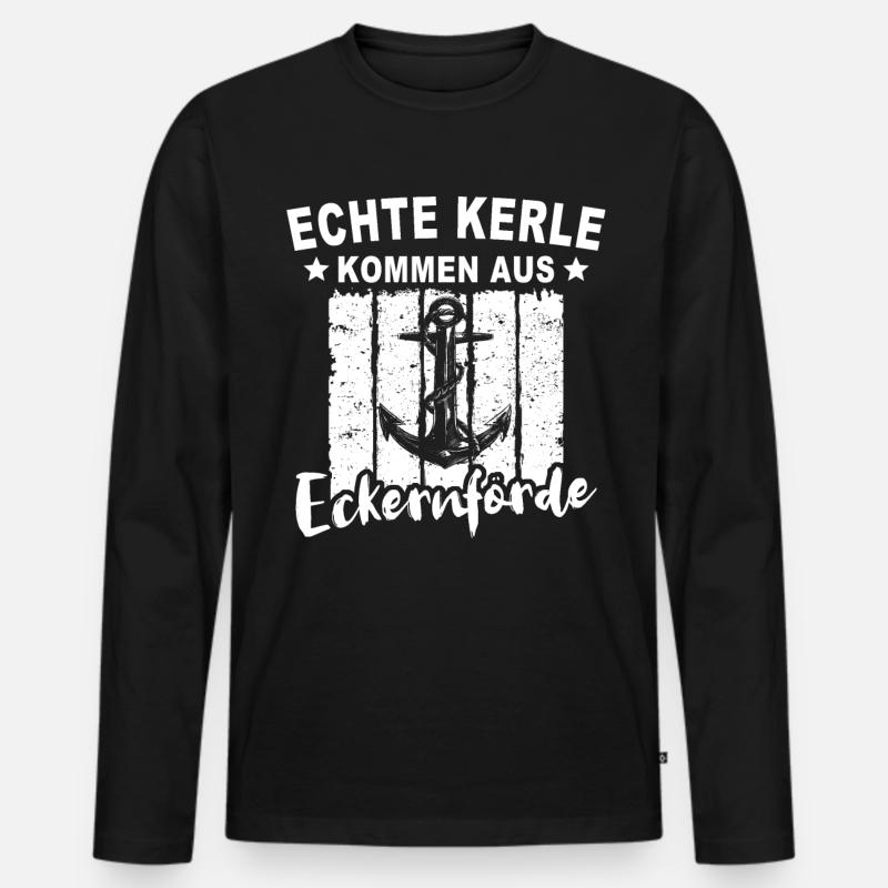 Eckernförde - Männer Premium Bio Langarmshirt - Schwarz