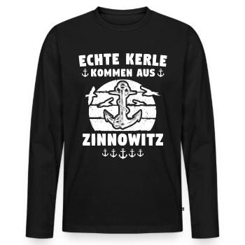 Zinnowitz - Männer Premium Bio Langarmshirt - Schwarz - Vorne - Nico (187cm)