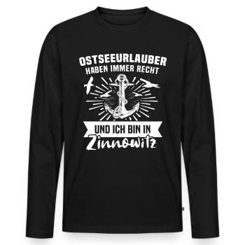 Zinnowitz - Männer Premium Bio Langarmshirt - Schwarz - Vorne - Nico (187cm)