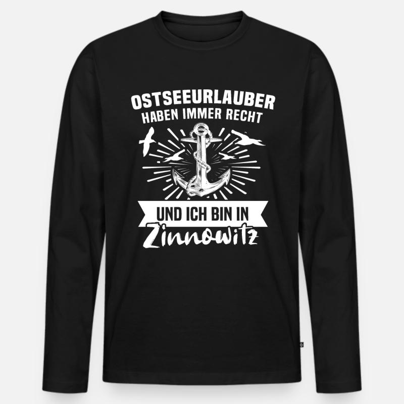 Zinnowitz - Männer Premium Bio Langarmshirt - Schwarz