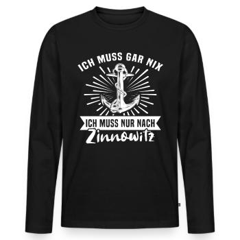 Zinnowitz - Männer Premium Bio Langarmshirt - Schwarz - Vorne - Nico (187cm)
