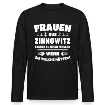 Zinnowitz - Männer Premium Bio Langarmshirt - Schwarz - Vorne - Nico (187cm)