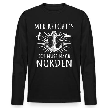 Norden Nordener Norddeutsche - Männer Premium Bio Langarmshirt - Schwarz - Vorne - Nico (187cm)