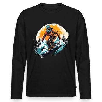 Sports d’hiver Montagne Ski de neige Skis - T-shirt manches longues Premium bio Homme - noir - Devant - Nico (187cm)