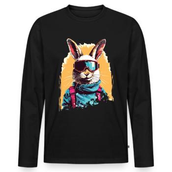 Après Party Mountains Snow Bunny Ski - Men's Premium Organic Long Sleeve Shirt - black - Front - Nico (187cm)