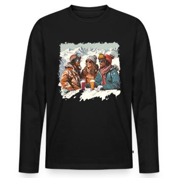 Wintersport Berge Schnee Bier Ski - Männer Premium Bio Langarmshirt - Schwarz - Vorne - Nico (187cm)
