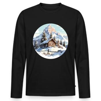 Winter sports Mountains Snow hut skiing - Men's Premium Organic Long Sleeve Shirt - black - Front - Nico (187cm)