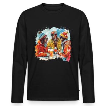 Après Party Mountains Snow Bunny Ski - Men's Premium Organic Long Sleeve Shirt - black - Front - Nico (187cm)