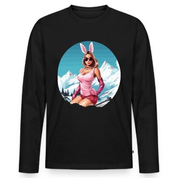 Après Party Mountains Snow Ski Bunny - Men's Premium Organic Long Sleeve Shirt - black - Front - Nico (187cm)