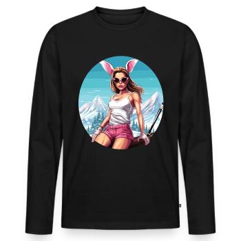 Après Party Mountains Snow Bunny Ski - Men's Premium Organic Long Sleeve Shirt - black - Front - Nico (187cm)