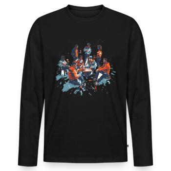 Winter hut party beer skiers skis - Men's Premium Organic Long Sleeve Shirt - black - Front - Nico (187cm)