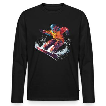Wintersport Berge Schnee Snowboard - Männer Premium Bio Langarmshirt - Schwarz - Vorne - Nico (187cm)