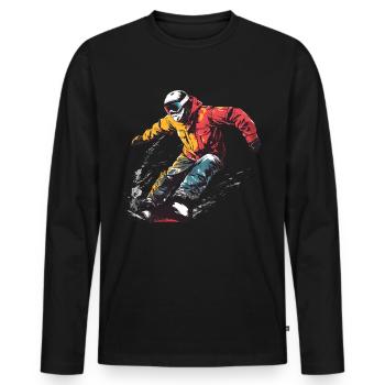 Winter Mountains Freestyle Snowboard - Männer Premium Bio Langarmshirt - Schwarz - Vorne - Nico (187cm)