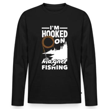 Magnetfischen Detektion Schatzsuche - Männer Premium Bio Langarmshirt - Schwarz - Vorne - Nico (187cm)