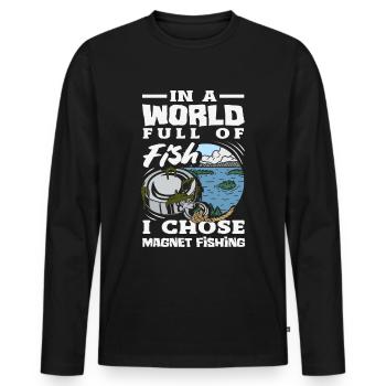 Magnetfischen Detektion Schatzsuche - Männer Premium Bio Langarmshirt - Schwarz - Vorne - Nico (187cm)