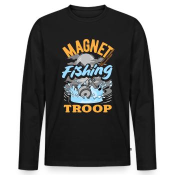 Magnetfischen Detektion Schatzsuche - Männer Premium Bio Langarmshirt - Schwarz - Vorne - Nico (187cm)