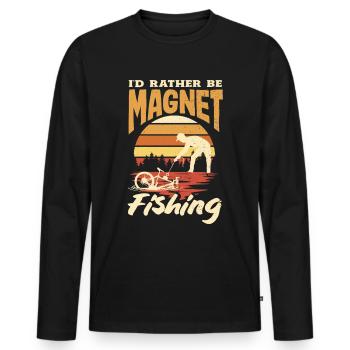 Magnetfischen Detektion Schatzsuche - Männer Premium Bio Langarmshirt - Schwarz - Vorne - Nico (187cm)