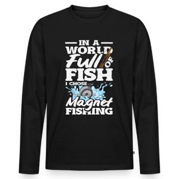 Magnetfischen Detektion Schatzsuche - Männer Premium Bio Langarmshirt - Schwarz - Vorne - Nico (187cm)