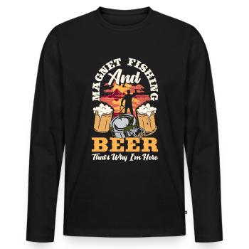 Magnetfischen Detektion Schatzsuche - Männer Premium Bio Langarmshirt - Schwarz - Vorne - Nico (187cm)