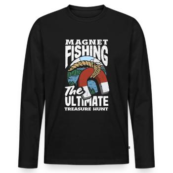 Magnetfischen Detektion Schatzsuche - Männer Premium Bio Langarmshirt - Schwarz - Vorne - Nico (187cm)