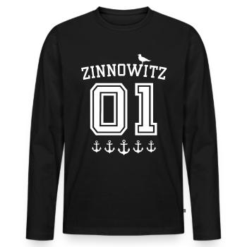 Zinnowitz - Männer Premium Bio Langarmshirt - Schwarz - Vorne - Nico (187cm)