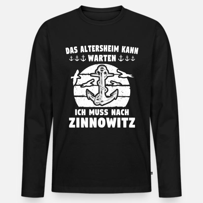 Zinnowitz Zinnowitzer - Männer Premium Bio Langarmshirt - Schwarz