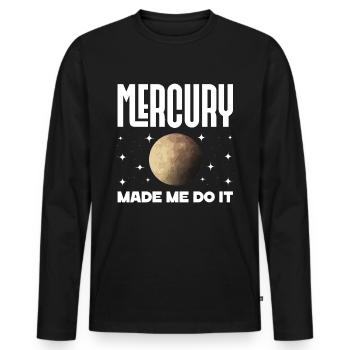 Rückläufige Planeten Merkur Rückläufig - Männer Premium Bio Langarmshirt - Schwarz - Vorne - Nico (187cm)